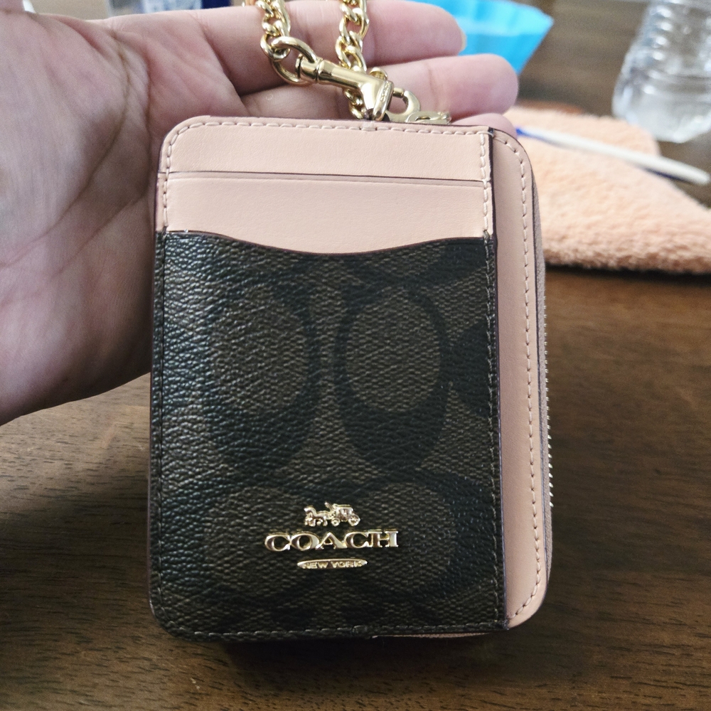 Sold Sold Coach Brown and Pink Card Holder